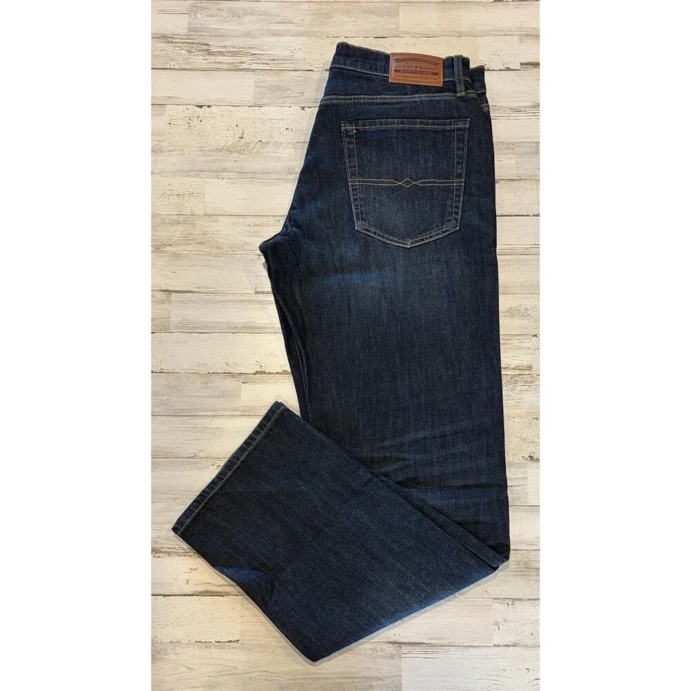 Lucky Brand Mens 221 Straight Jeans 33x31.5 Dark Wash Barite western rodeo